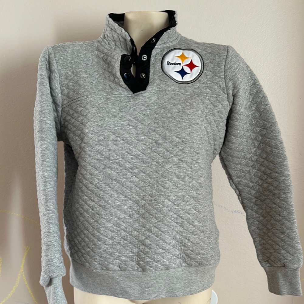 Steelers Gray Quilted women Sweater Medium